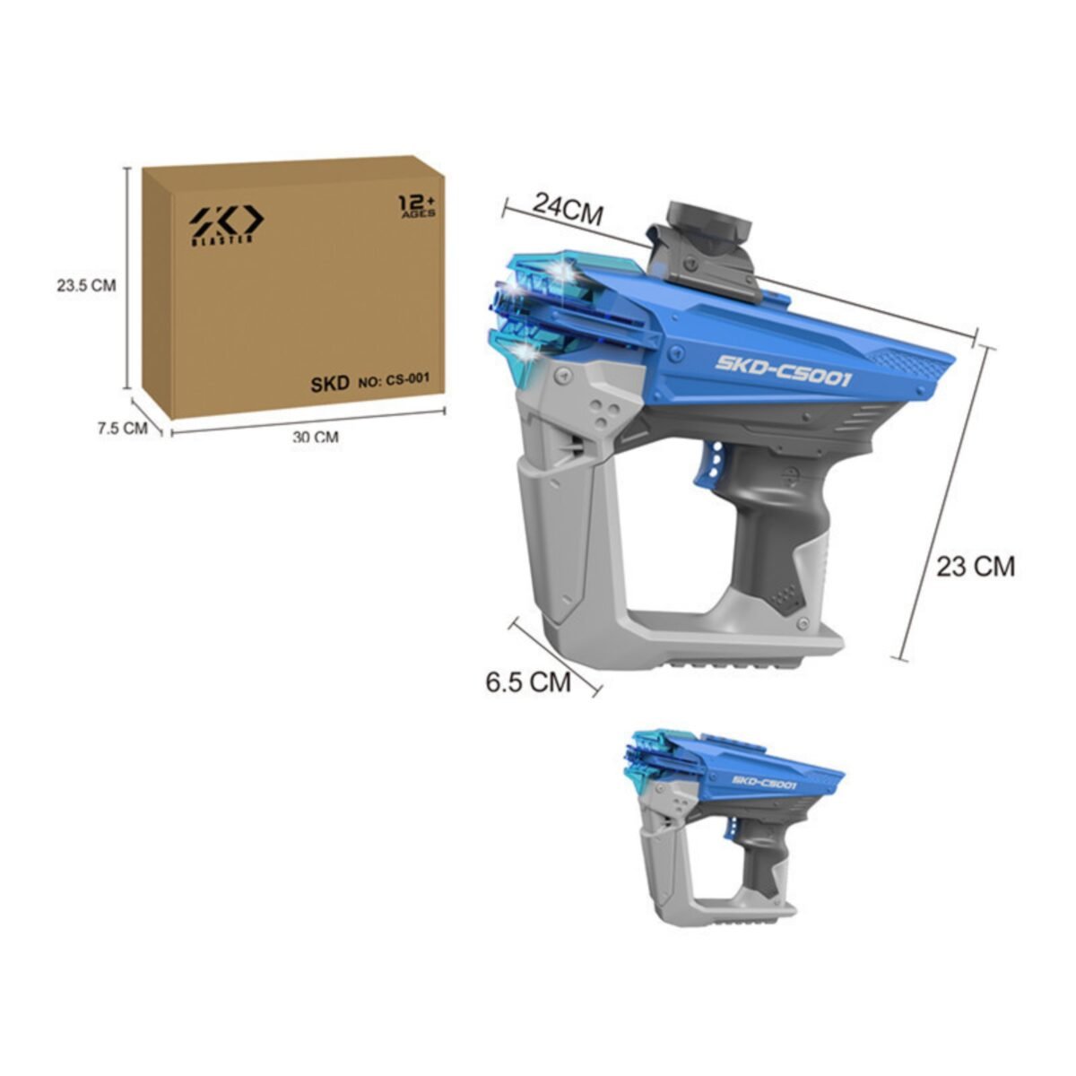 SKD-CS001 Electronic Gel Blaster Gun, Blue - High Speed, LED Lights - Image 3