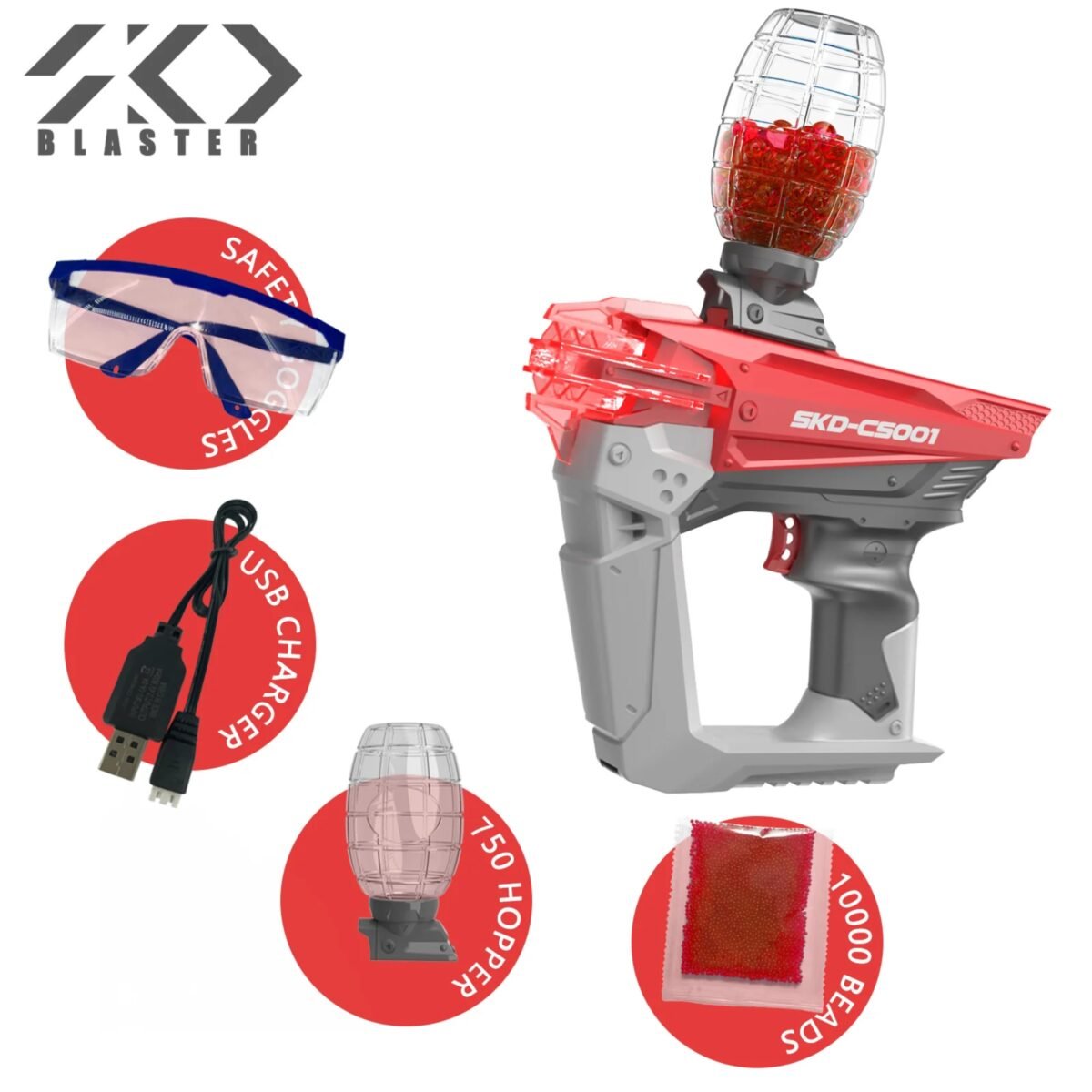 SKD-CS001 Electronic Gel Blaster Gun, Blue - High Speed, LED Lights - Image 9