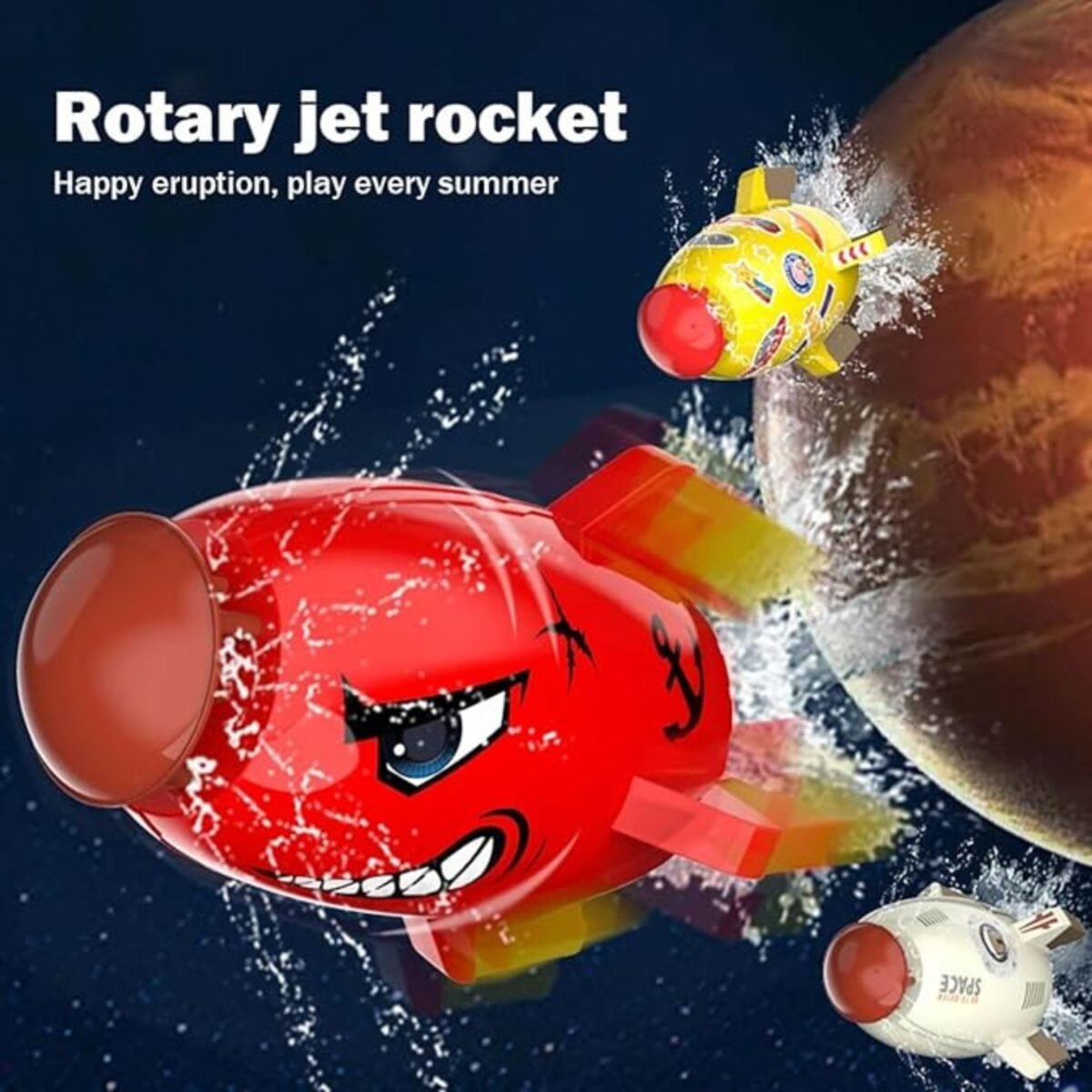 Rocket Garden Sprinkler for Kids, Outdoor Play Water Toy - Red - Image 6