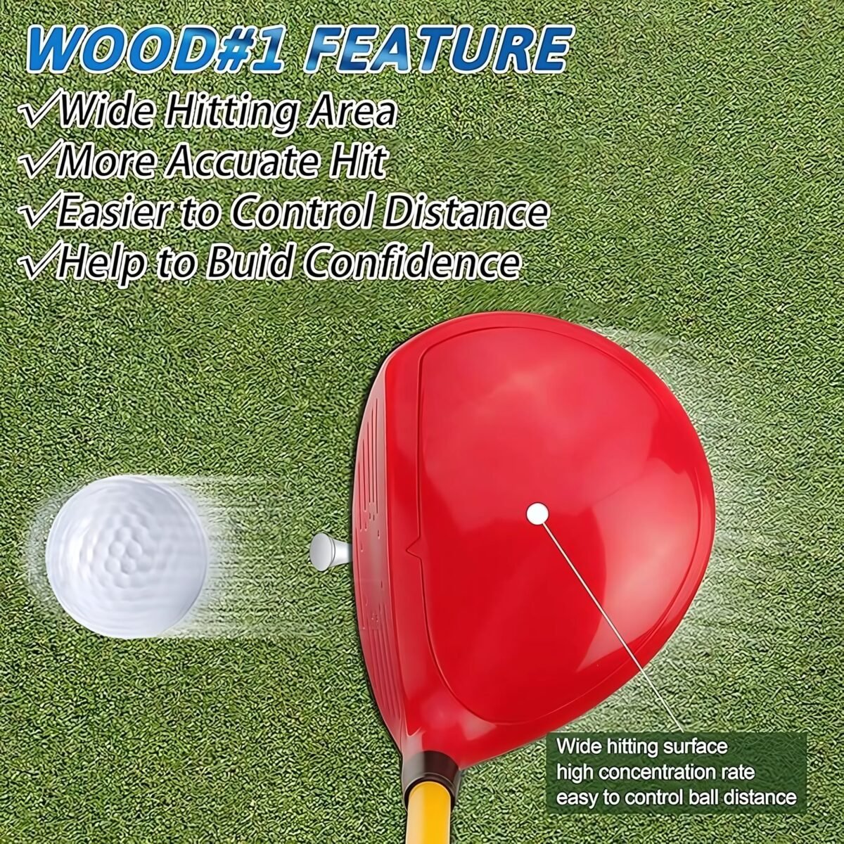 Junior Golf Club Set - Woods, Iron, Putter, Balls & Bag - Red - Image 3