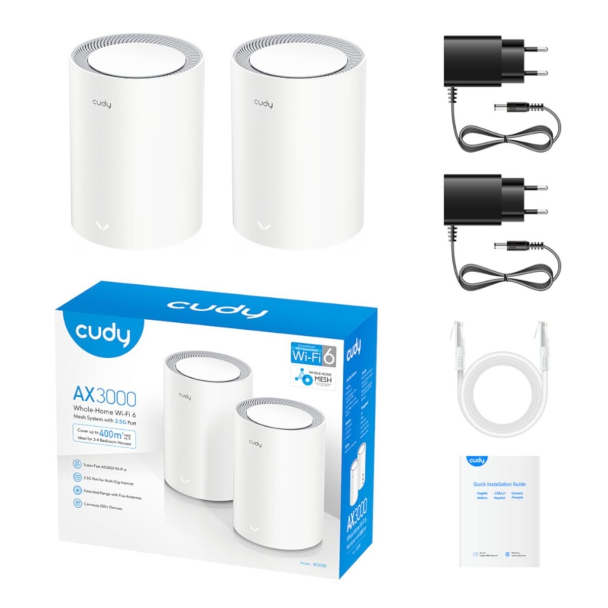 Cudy M3000 AX3000 Dual-Band Wi-Fi 6 Mesh System - White - Image 4